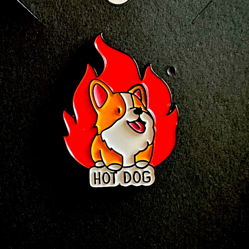 2/$15 Hot Dog Corgi Enamel Pin